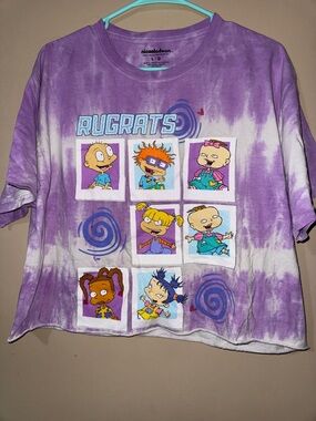 Nickelodeon Purple Tie-Dye Rugrats Grid Crop Tee
